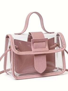 Clear Crossbody Bag with Light PINK Insert - Women Bags